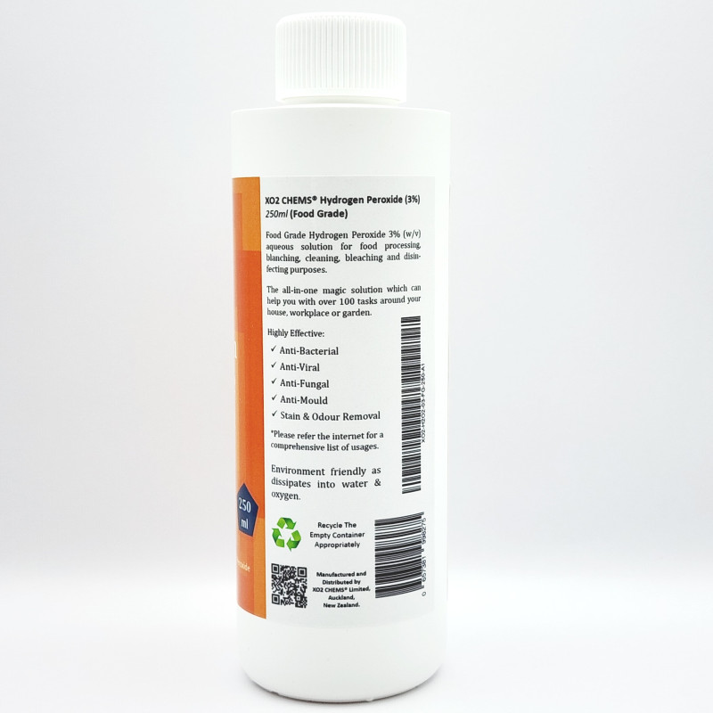 XO2 CHEMS Hydrogen Peroxide 3% Solution 250ml (Food Grade)