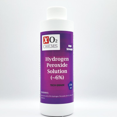 XO2 CHEMS Hydrogen Peroxide 6% Solution 250ml (Tech Grade) - High Strength